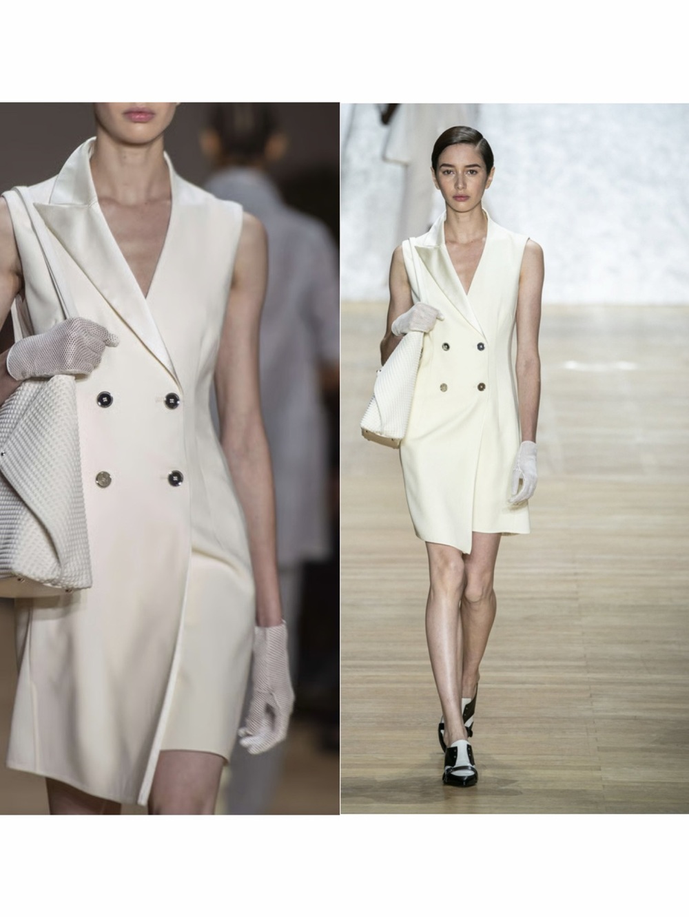 Akris Ivory Wool Coat Dress Double Breasted Asymmetric 8 Runway Classic NWT 🟡 - Picture 3 of 16